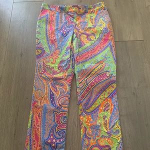Lauren Ralph Lauren Petite Paisley Pants side Zip size 8P multicolor
